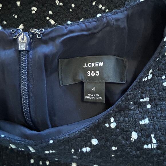 J.Crew 365 Navy White Tweed Sheath Dress Size 4 Work Office Classic Lined - Picture 4 of 6
